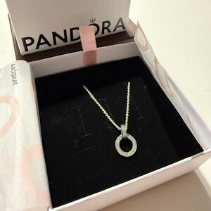 Pandora Silver Double Circle Pendant Necklace